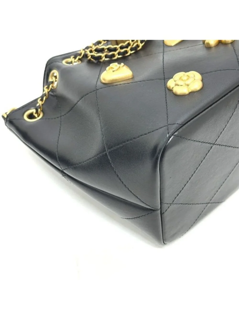Chanel Shoulder Bag Draw St Ring Icon As5824 Leather Black
